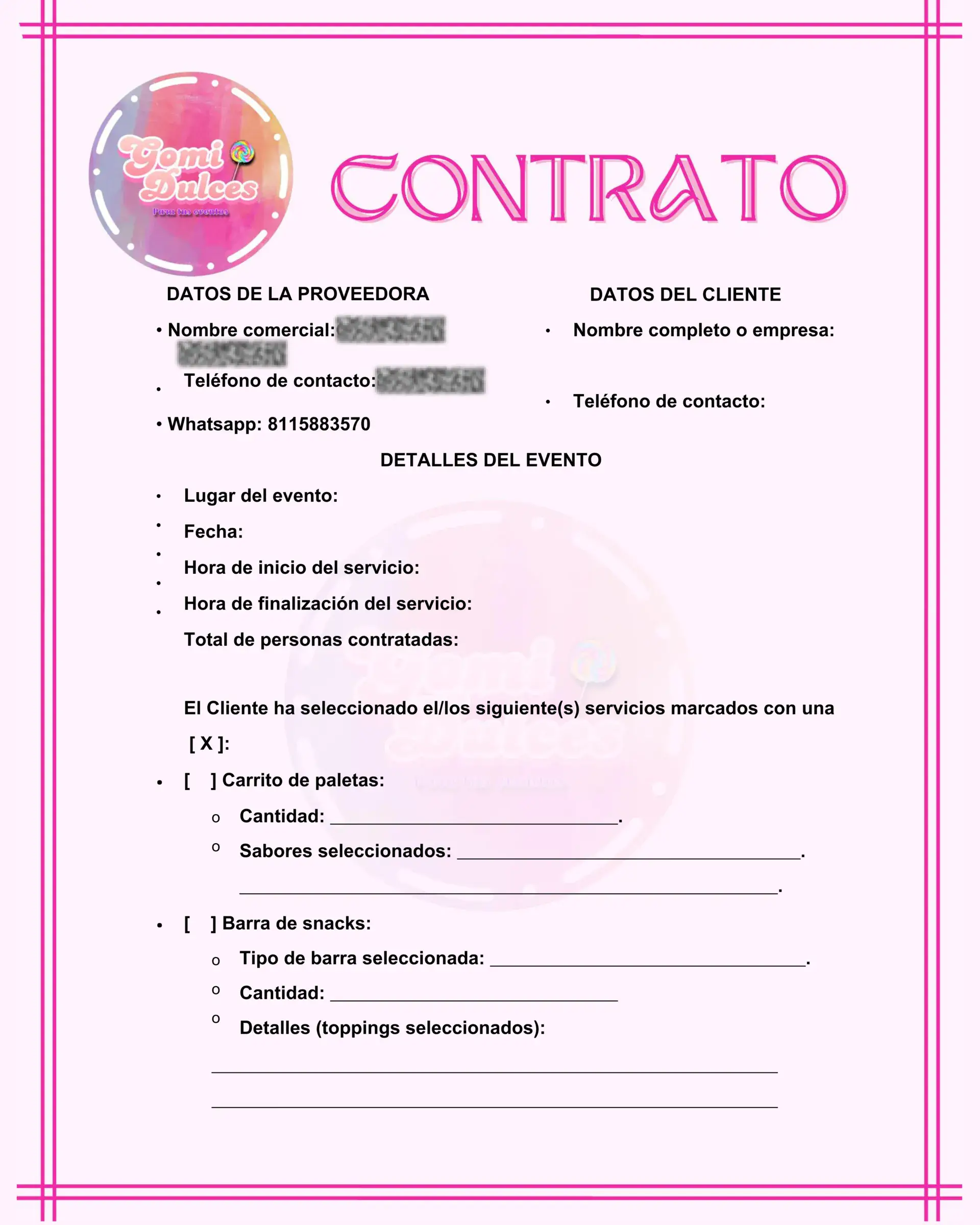 Contrato Mesa de Dulces "Gomi Dulces"